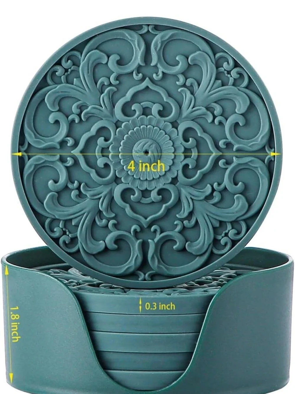 Pink Silicone Decorative Coaster Set with Holder